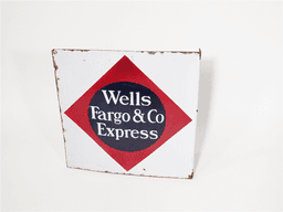 1920S WELLS FARGO & CO EXPRESS PORCELAIN FLANGE SIGN