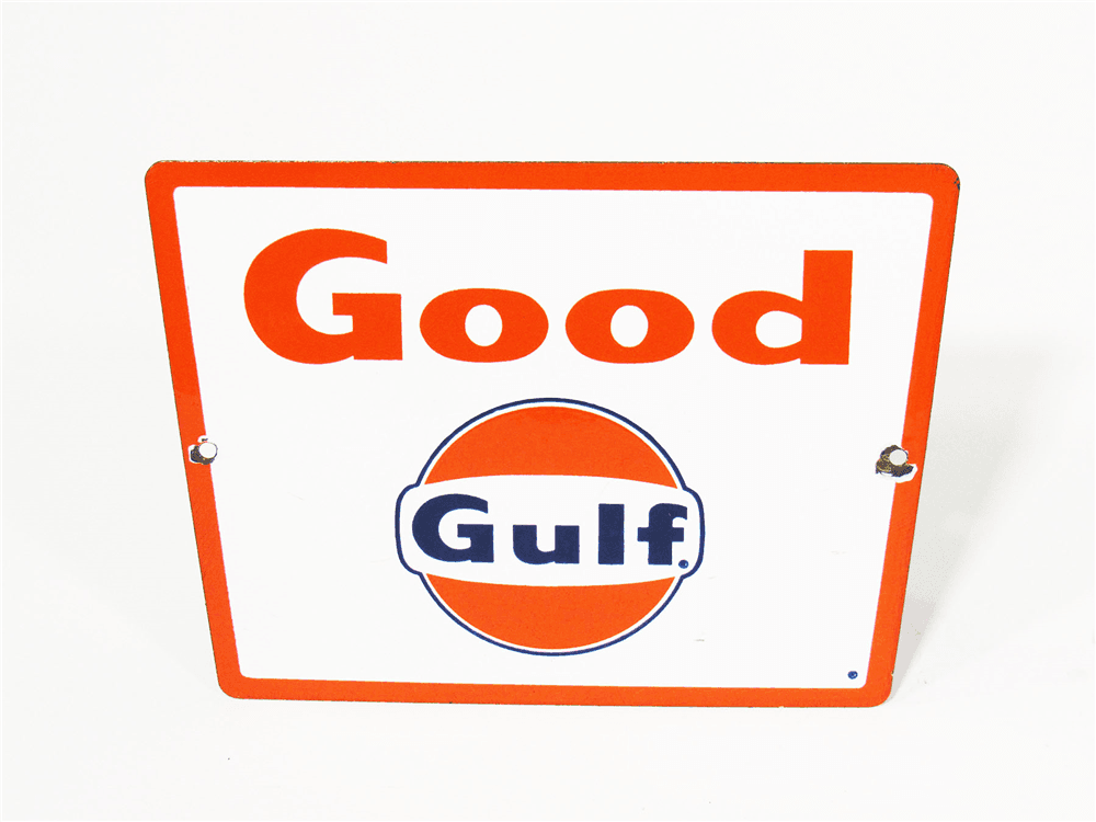 LATE 1950S-EARLY 60S GOOD GULF GASOLINE PORCELAIN PUMP PLATE SIGN