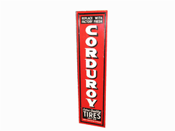 CIRCA 1930S-40S CORDUROY TIRES TIN GARAGE SIGN