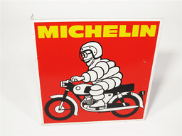 VINTAGE MICHELIN MOTORCYCLE TIRES TIN FLANGE SIGN