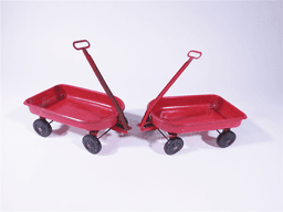 TWO LATE 1940S METAL RED WAGONS