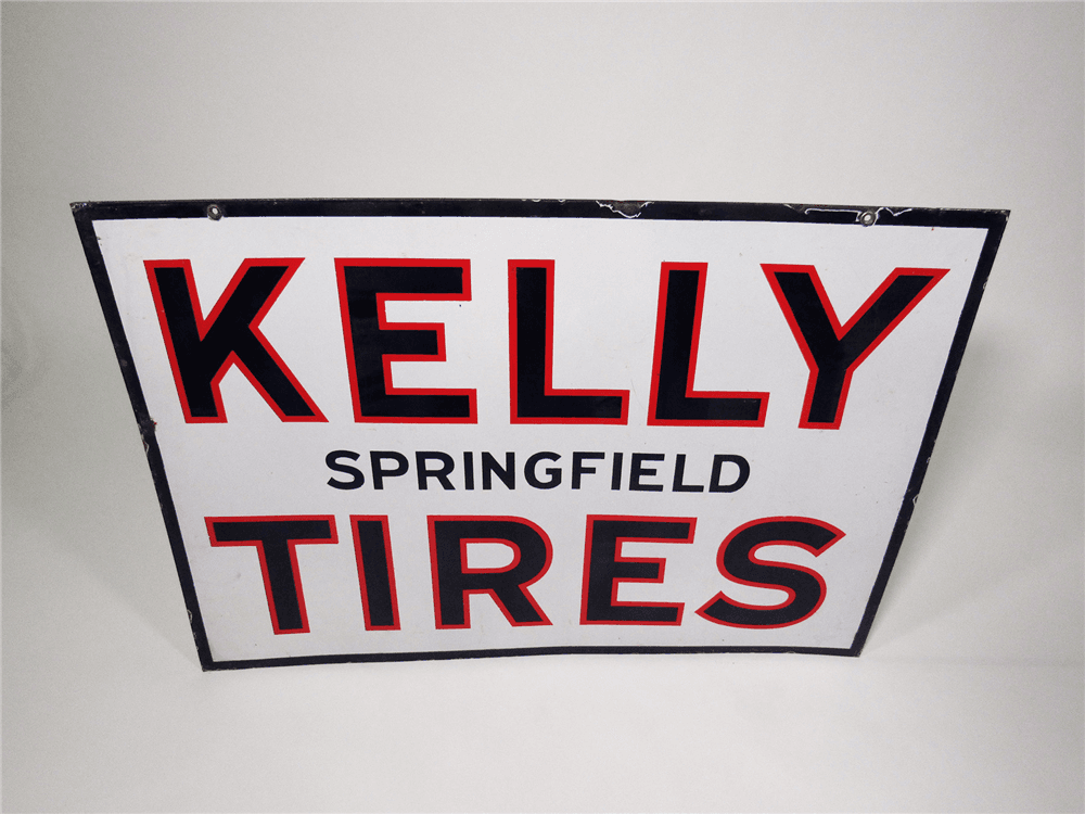 1930S KELLY SPRINGFIELD TIRES PORCELAIN AUTOMOTIVE GARAGE SIGN