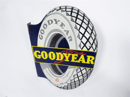 EARLY 1930S GOODYEAR TIRES OVERSIZED PORCELAIN GARAGE FLANGE SIGN