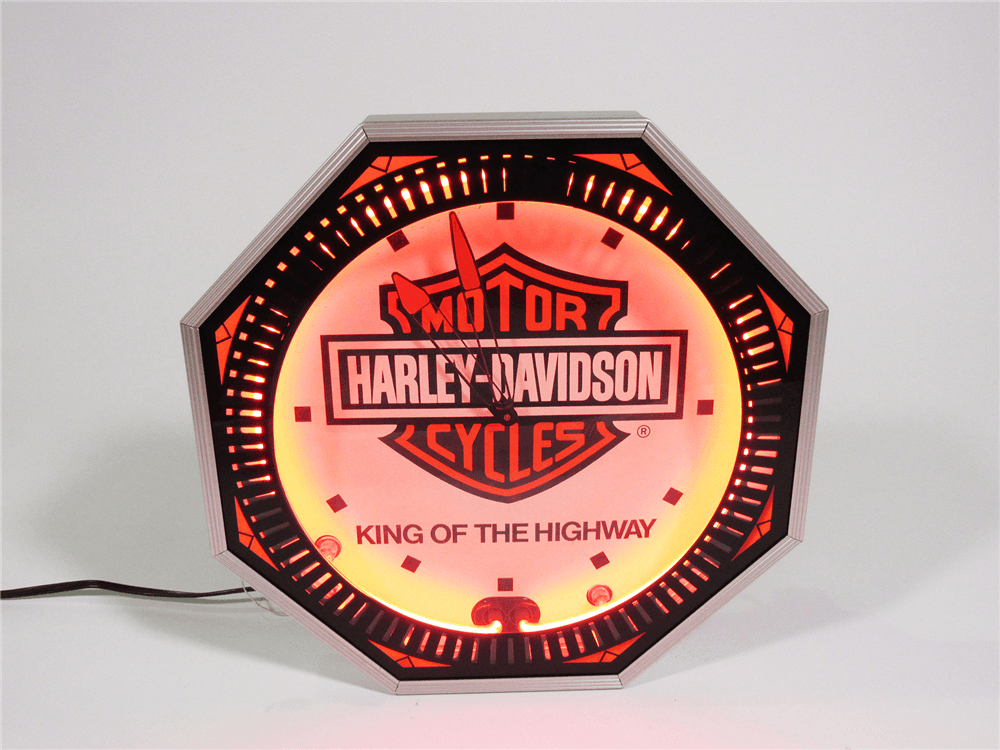 REPRODUCTION HARLEY-DAVIDSON MOTORCYCLE DEALERSHIP NEON CLOCK