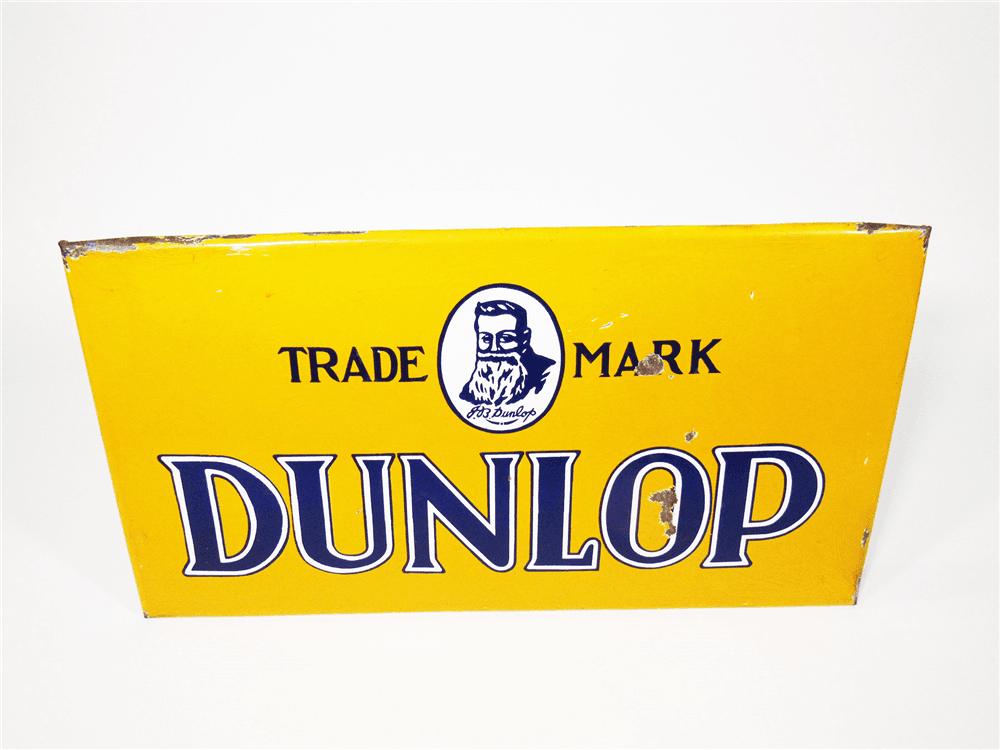 1930S DUNLOP TIRES PORCELAIN AUTOMOTIVE GARAGE SIGN