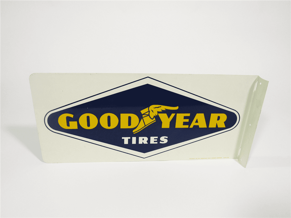 1961 GOODYEAR TIRES TIN PAINTED FLANGE SIGN