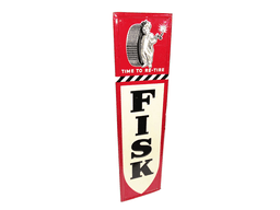 1948 FISK TIRES EMBOSSED TIN GARAGE SIGN