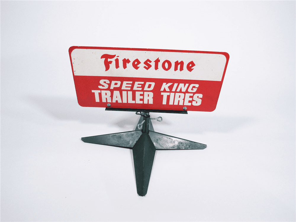 FIRESTONE SPEED KING TRAILER TIRES TIN GARAGE SIGN