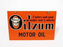 1949 OILZUM MOTOR OIL TIN FILLING STATION SIGN