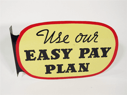 GENERAL TIRES USE OUR EASY PAY PLAN TIN AUTOMOTIVE GARAGE FLANGE SIGN