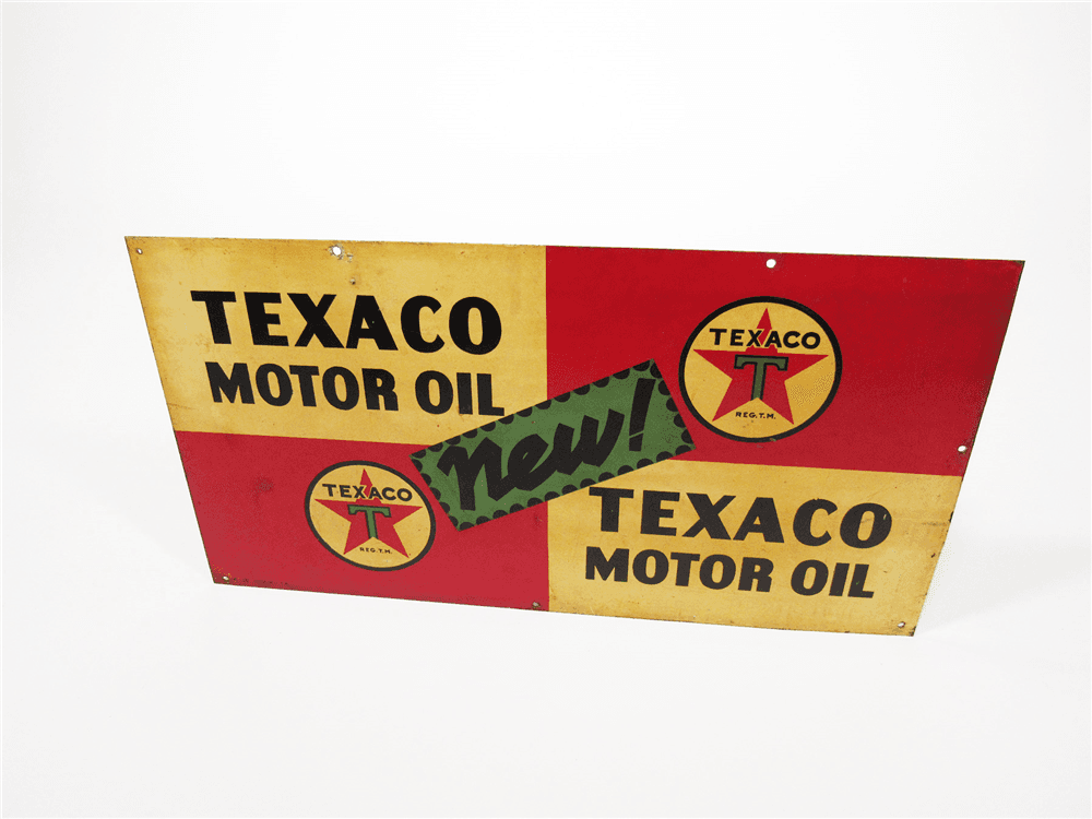 1936 TEXACO MOTOR OIL TIN SERVICE STATION SIGN