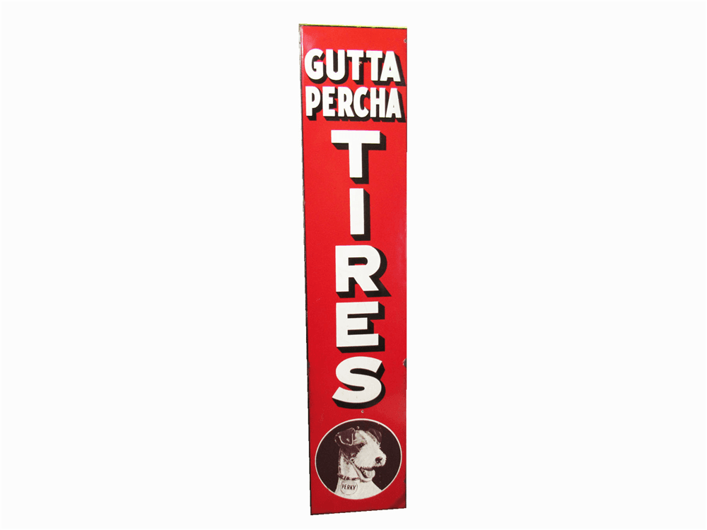 1930S GUTTA PERCHA TIRES PORCELAIN GARAGE SIGN