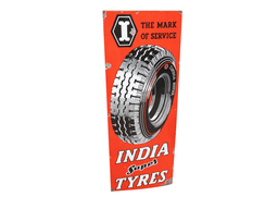 1930S INDIA SUPER TYRES PORCELAIN AUTOMOTIVE GARAGE SIGN