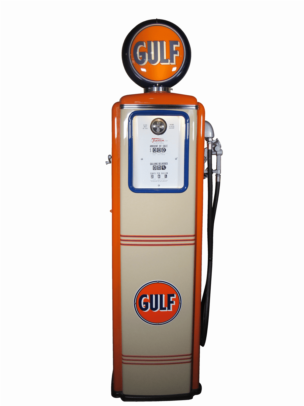 LATE 1940S-50S GULF OIL TALL RESTORED SERVICE STATION GAS PUMP