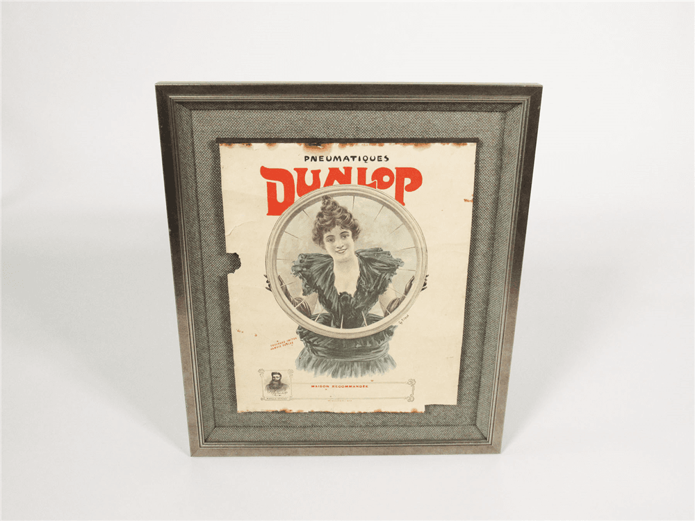 TURN-OF-THE-CENTURY DUNLOP PNEUMATIQUES TIRES GARAGE POSTER