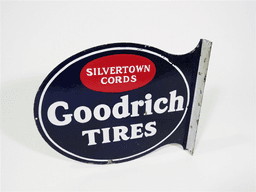 1930S GOODRICH TIRES PORCELAIN AUTOMOTIVE GARAGE FLANGE SIGN