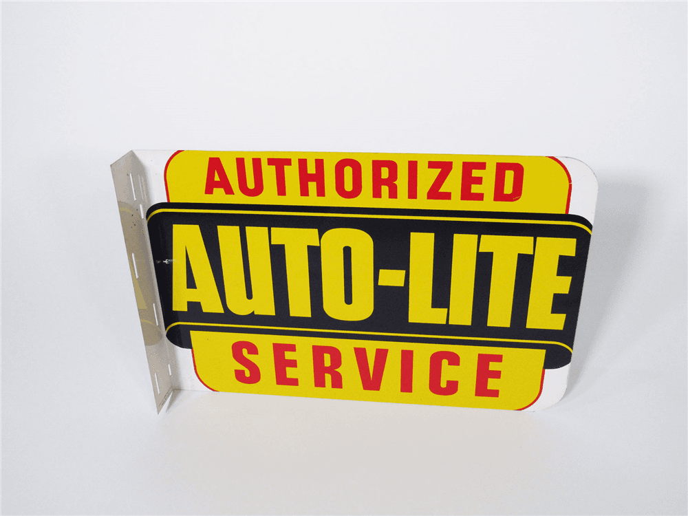 LATE 1940S-EARLY 50S AUTO-LITE AUTHORIZED SERVICE TIN AUTOMOTIVE GARAGE SIGN