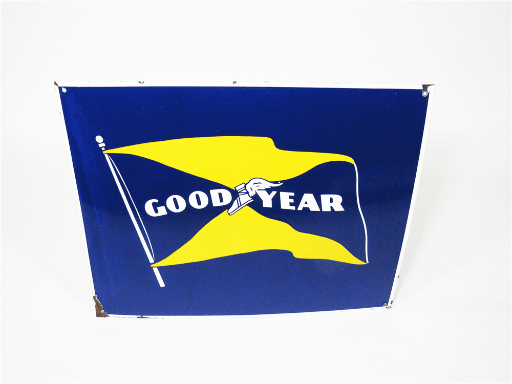 CIRCA 1950S GOODYEAR TIRES PORCELAIN DEALERSHIP SIGN