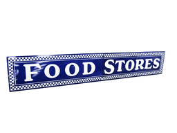 LARGE 1930S FOOD STORES TWO-PIECE PORCELAIN SIGN