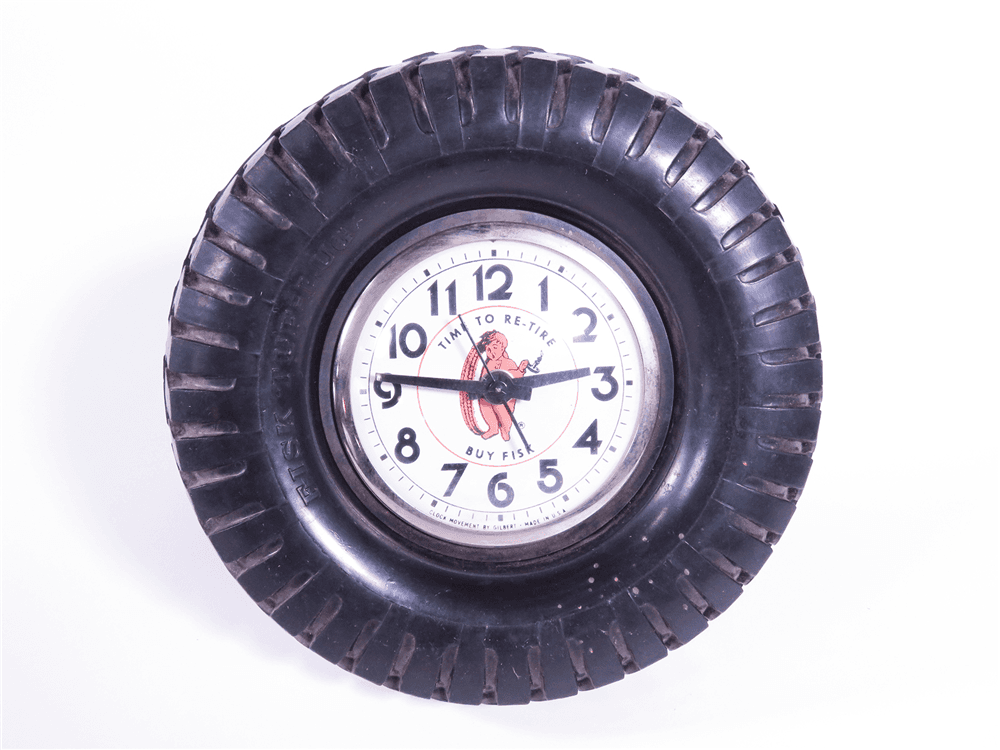 FABULOUS CIRCA 1930S-40S FISK TIRES ELECTRIC COUNTERTOP CLOCK
