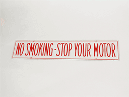 CIRCA 1940S-50S NO SMOKING - STOP YOUR MOTOR PORCELAIN SERVICE STATION FUEL ISLAND SIGN