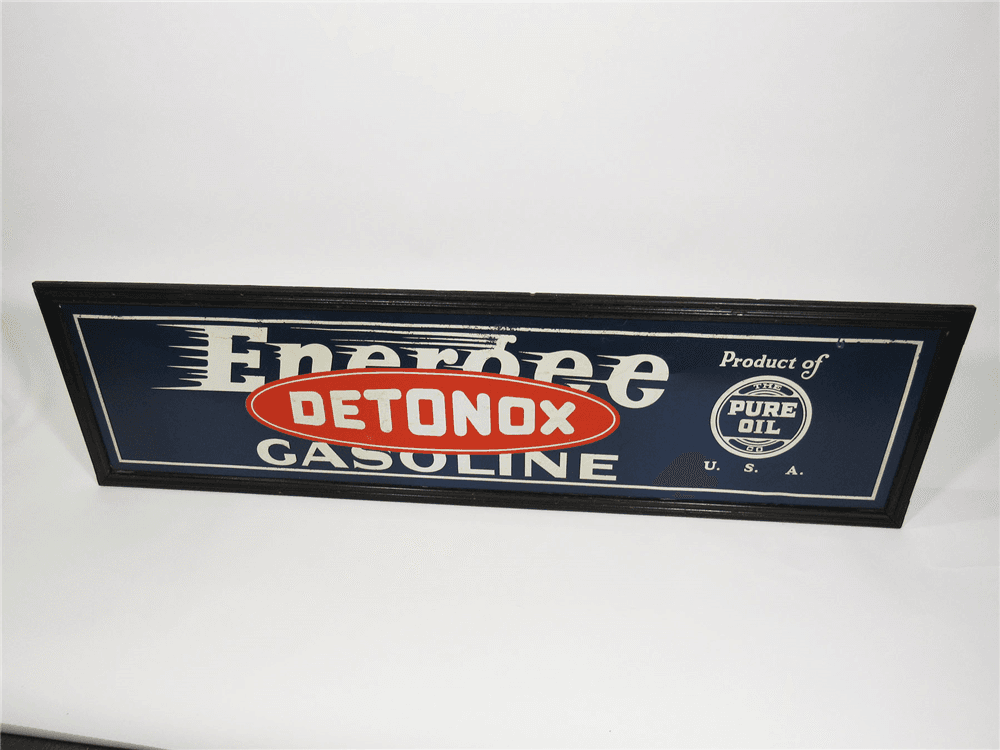 1930S PURE OIL ENERGEE DETONOX GASOLINE FILLING STATION SIGN