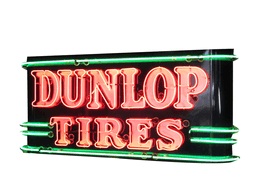 CIRCA LATE 1930S-40S DUNLOP TIRES NEON PORCELAIN AUTOMOTIVE GARAGE SIGN