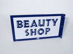 LATE 1950S-EARLY 60S BEAUTY SHOP PORCELAIN FLANGE SIGN
