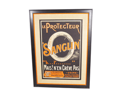 CIRCA 1920S SANGLIN LE PROTECTEUR TIRES AUTOMOTIVE GARAGE POSTER