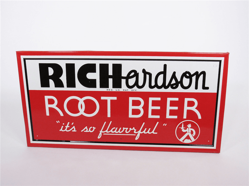 CIRCA 1940S RICHARDSON ROOT BEER EMBOSSED TIN SIGN