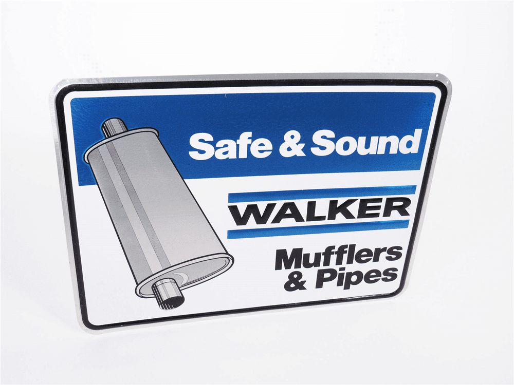 VINTAGE WALKER MUFFLERS AND PIPES EMBOSSED TIN SIGN