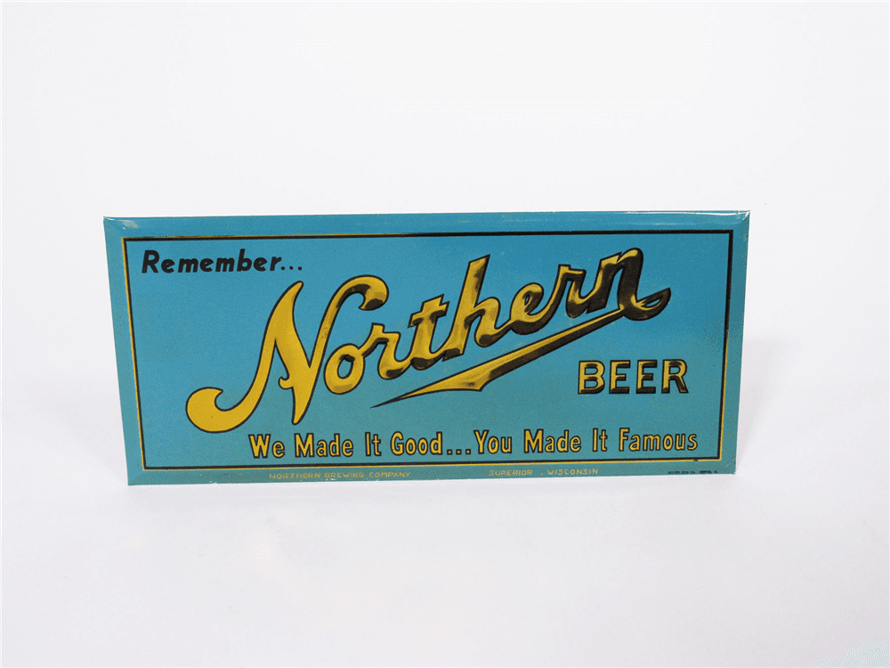 1930S NORTHERN BEER TAVERN CELLULOID OVER CARDBOARD SIGN