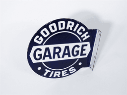 CIRCA LATE 1920S-EARLY 1930S GOODRICH TIRES GARAGE PORCELAIN FLANGE SIGN
