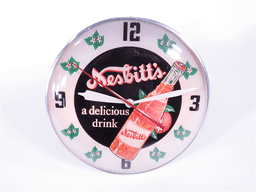 1956 NESBITTS SODA GLASS-FACED LIGHT-UP DINER CLOCK