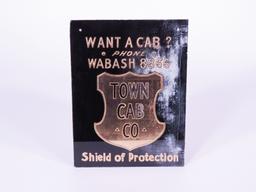 EARLY 1930S TOWN CAB COMPANY GLASS SIGN