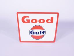 LATE 1950S-EARLY 60S GULF OIL GASOLINE PORCELAIN PUMP PLATE SIGN