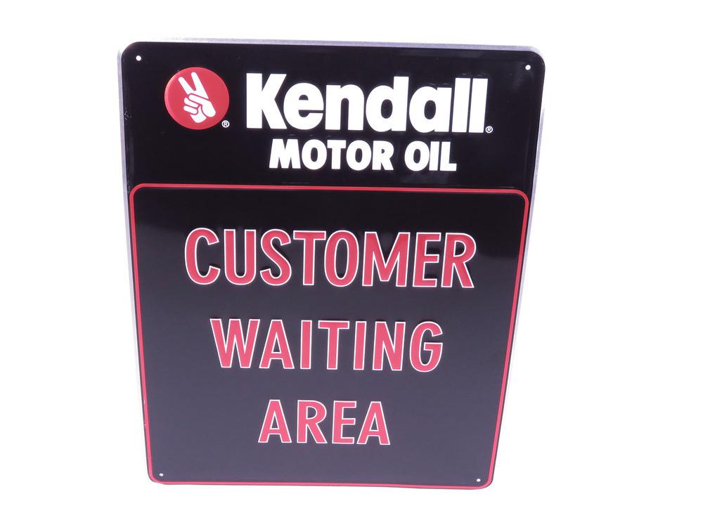 KENDALL MOTOR OIL CUSTOMER WAITING AREA EMBOSSED TIN SIGN