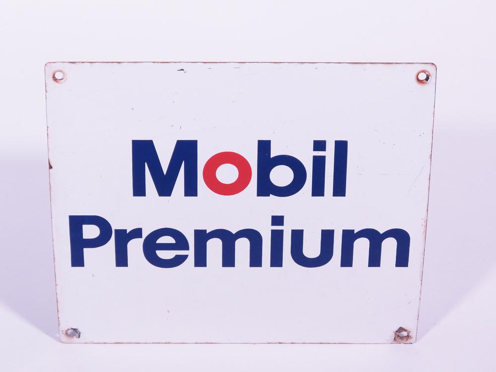 LATE 1960S MOBIL PREMIUM PORCELAIN PUMP PLATE SIGN