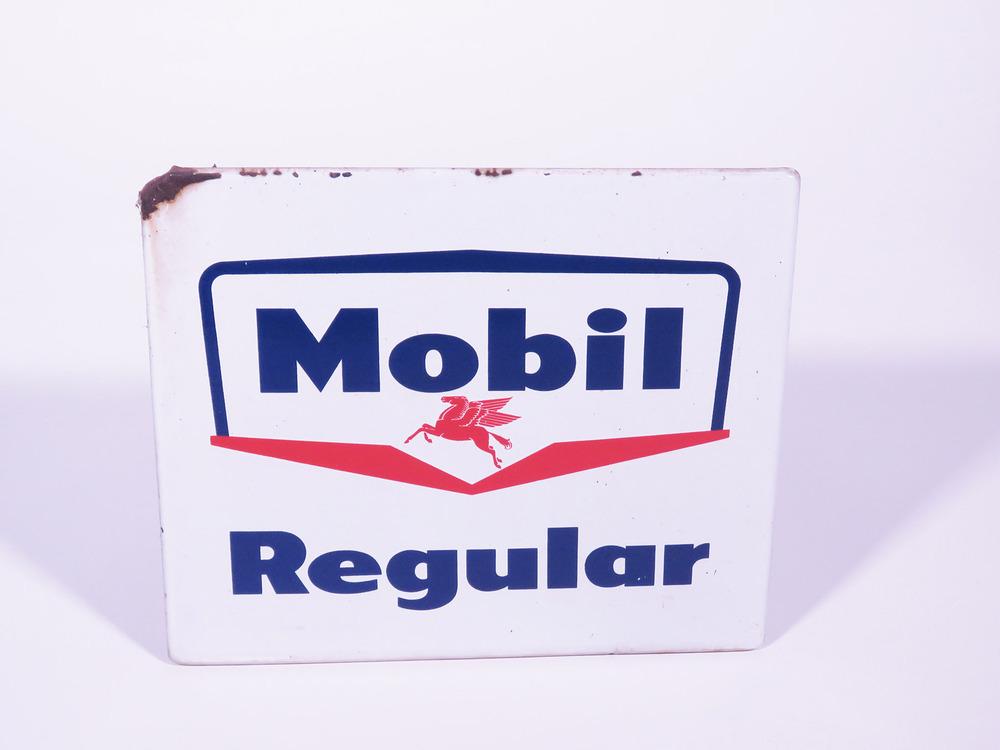 LATE 1950S-EARLY 60S MOBIL REGULAR PORCELAIN PUMP PLATE SIGN