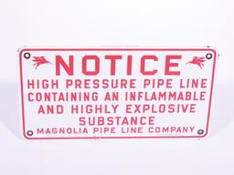 1950S MOBIL OIL MAGNOLIA PIPELINE PORCELAIN NOTICE SIGN