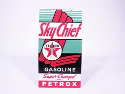 1958 LARGE-VERSION TEXACO SKY CHIEF PORCELAIN PUMP PLATE SIGN