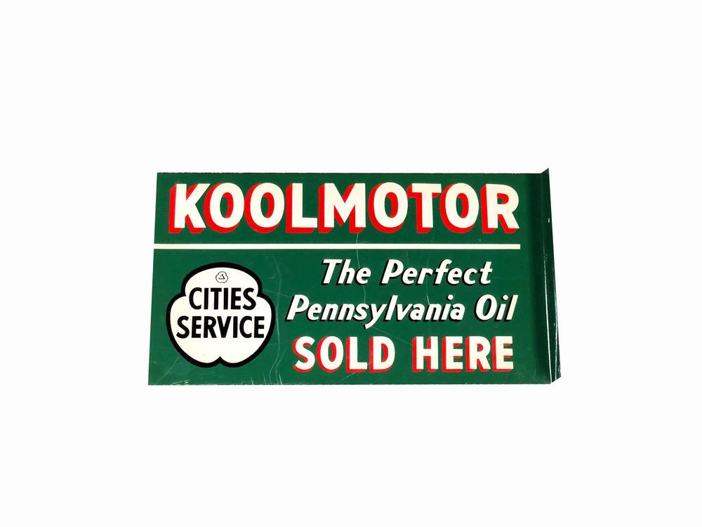 CIRCA 1930S-40S CITIES SERVICE KOOL MOTOR OIL TIN SIGN