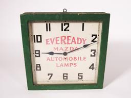 1920A EVEREADY MAZDA AUTOMOBILE LAMPS ELECTRIC WALL CLOCK