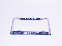 1947 CHEVROLET EMBOSSED METAL LICENSE PLATE FRAME