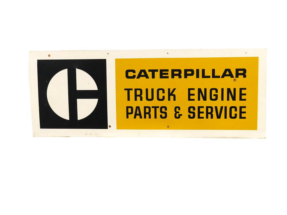 VINTAGE CATERPILLAR TRUCK ENGINE PARTS & SERVICE TIN SIGN