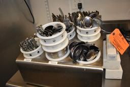 (2) SIX HOLE SILVERWARE DISPLAY UNIT WITH STAINLESS FLATWARE