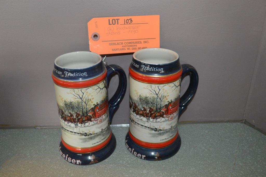 (2) BUDWEISER STEINS, 1990