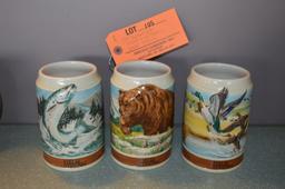 (3) BUDWEISER FIELD & STREAM BEER STEINS