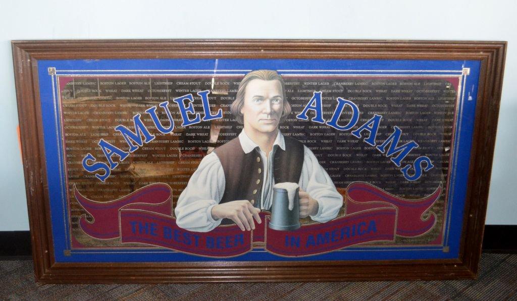 BACCO "SAMUEL ADAMS" BEER MIRRORED SIGN,