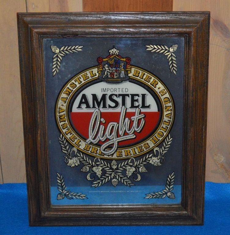 AMSTEL LIGHT MIRRORED SIGN, 15"W X 18"H